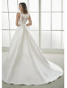 Ivory Lace Satin Buttons Back Wedding Dress